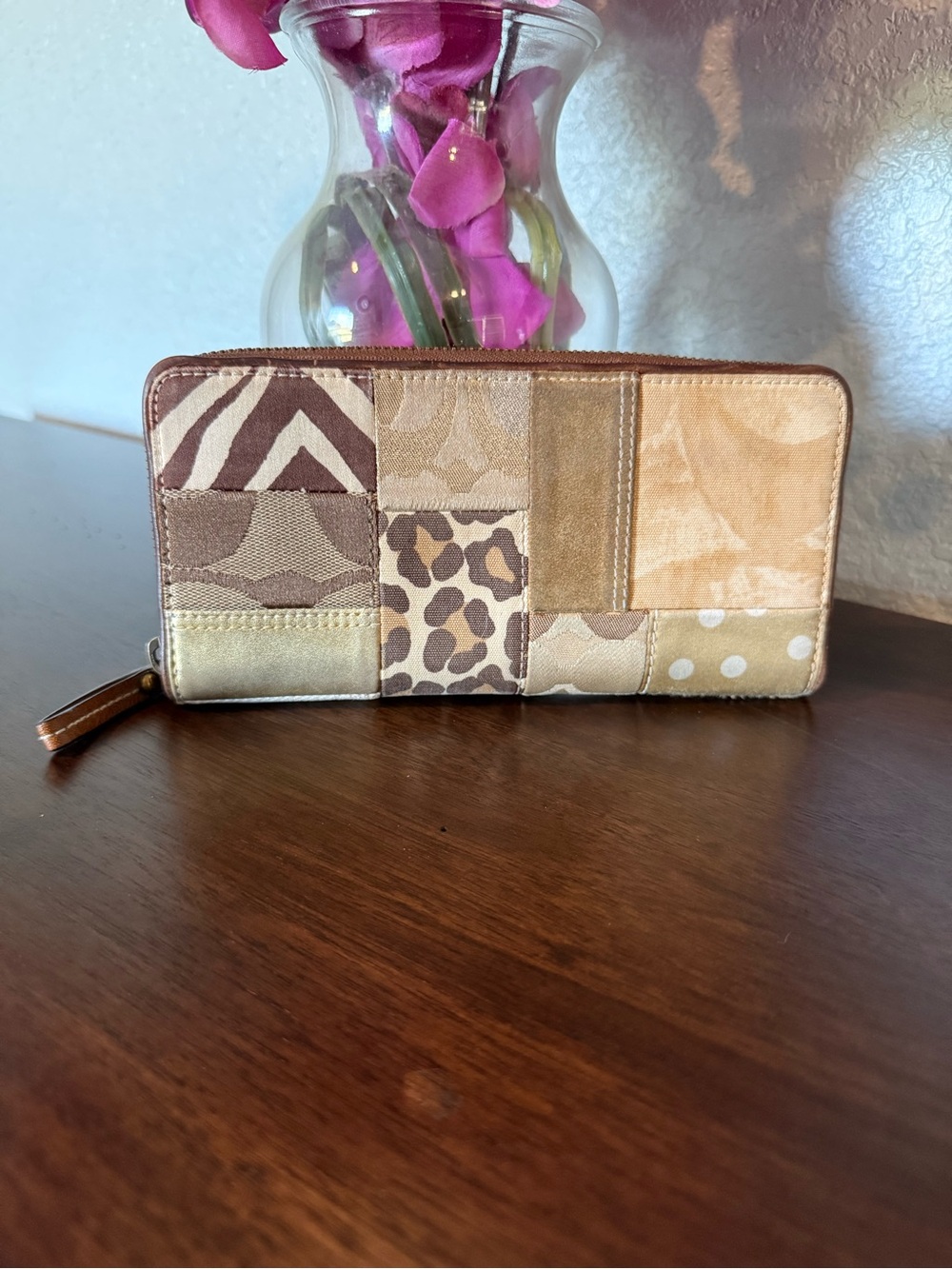Coach Patchwork Neutral Zip-Around Wallet - Women Accessories